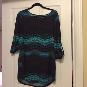 New Direction Teal/Brown Tunic, Size Large